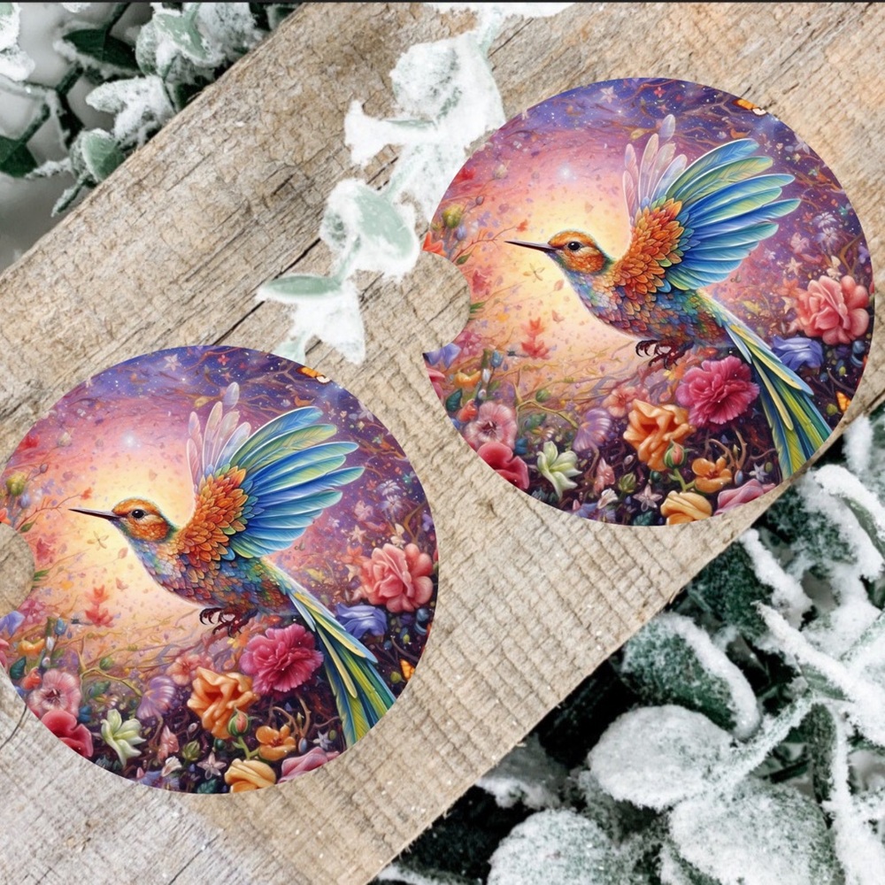 Handmade Hummingbird Car Coasters | New Set Of Two Car Coasters